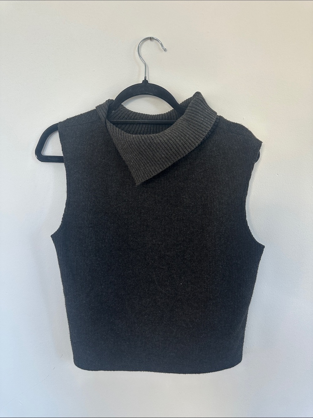 Zara Sleeveless Mock Neck Knit Sweater - Charcoal